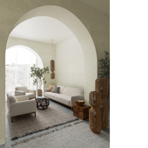 Divano 3 posti Detroit naturale Boucle' Bizzotto